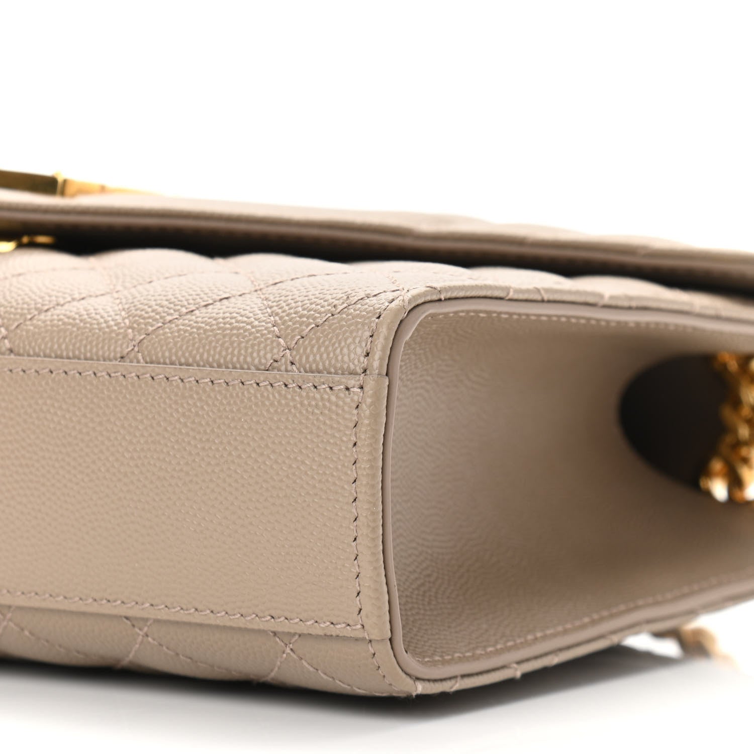 Saint Laurent Grain De Poudre Textured Mixed Matelasse Medium Triquilt Monogram Satchel Dark Beige 8 of 10