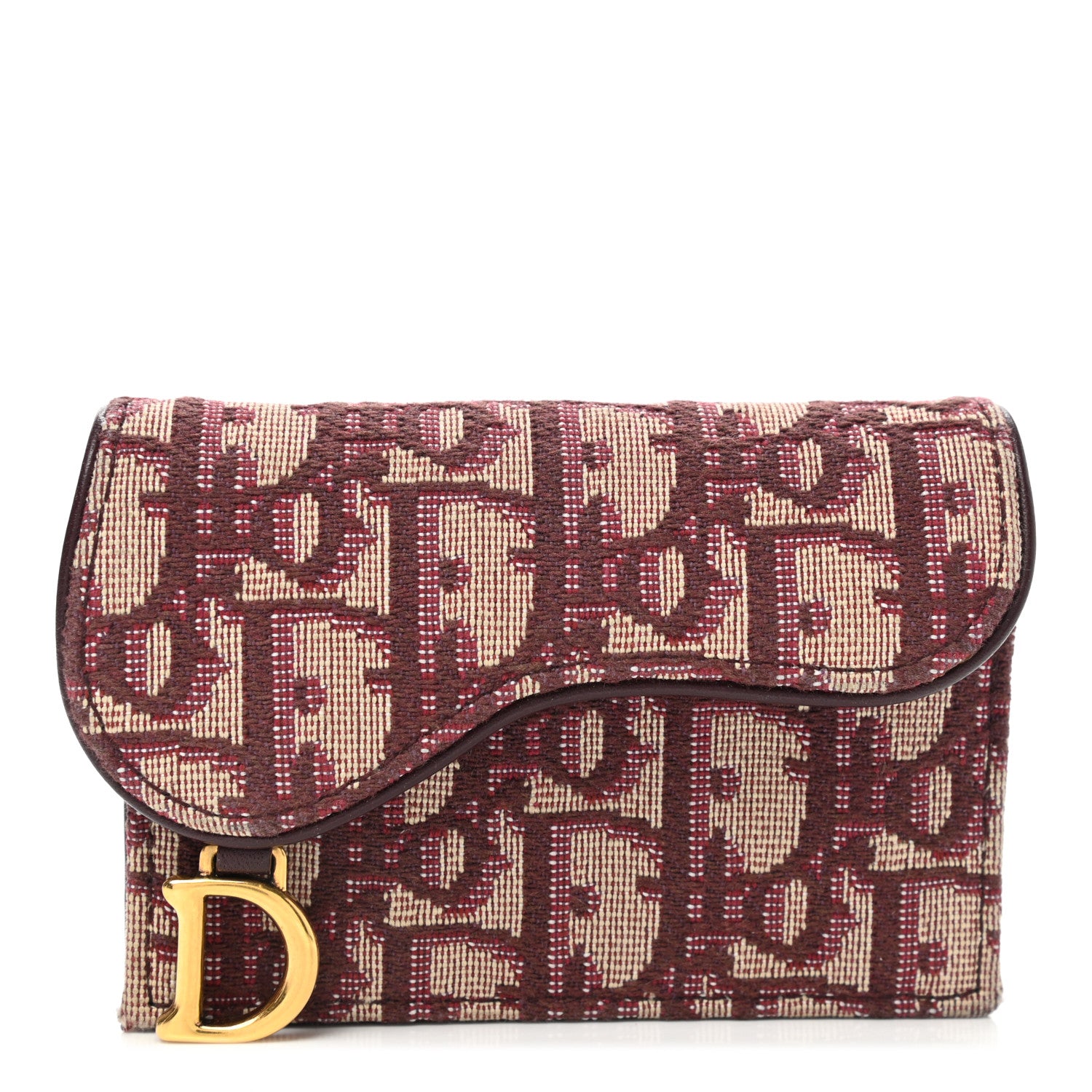 Christian Dior Oblique Saddle Card Holder Bordeaux 1 of 8