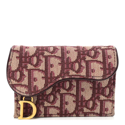 Christian Dior Oblique Saddle Card Holder Bordeaux 1 of 8
