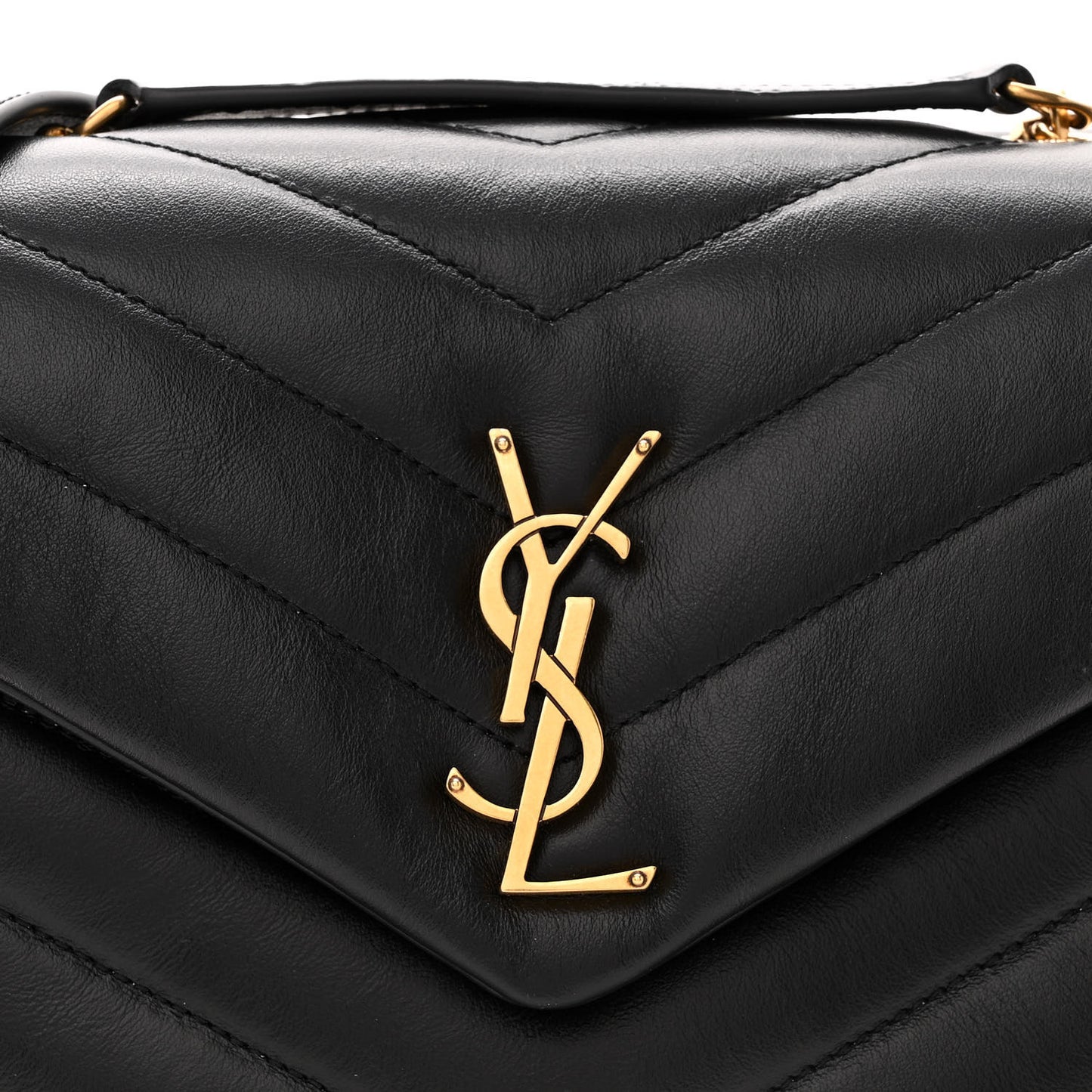 Calfskin Y Quilted Monogram Small Loulou Chain Satchel Black