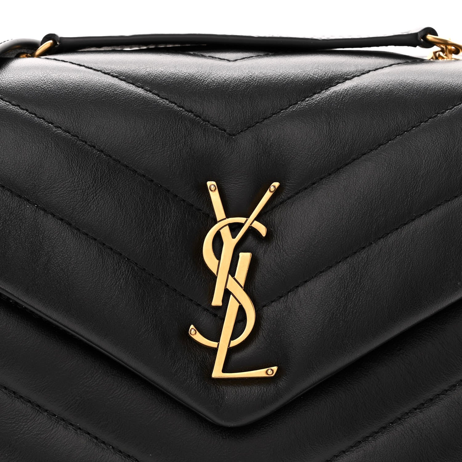 Saint Laurent Calfskin Y Quilted Monogram Small Loulou Chain Satchel Black 8 of 11