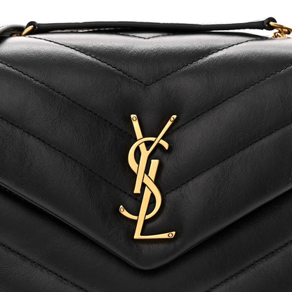 Saint Laurent Calfskin Y Quilted Monogram Small Loulou Chain Satchel Black 8 of 11