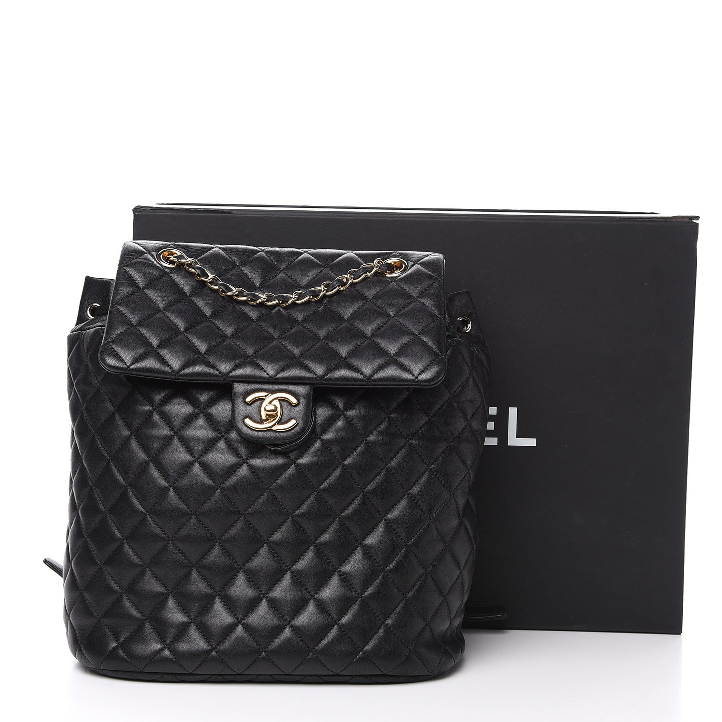 Lambskin Quilted Large Urban Spirit Backpack Black