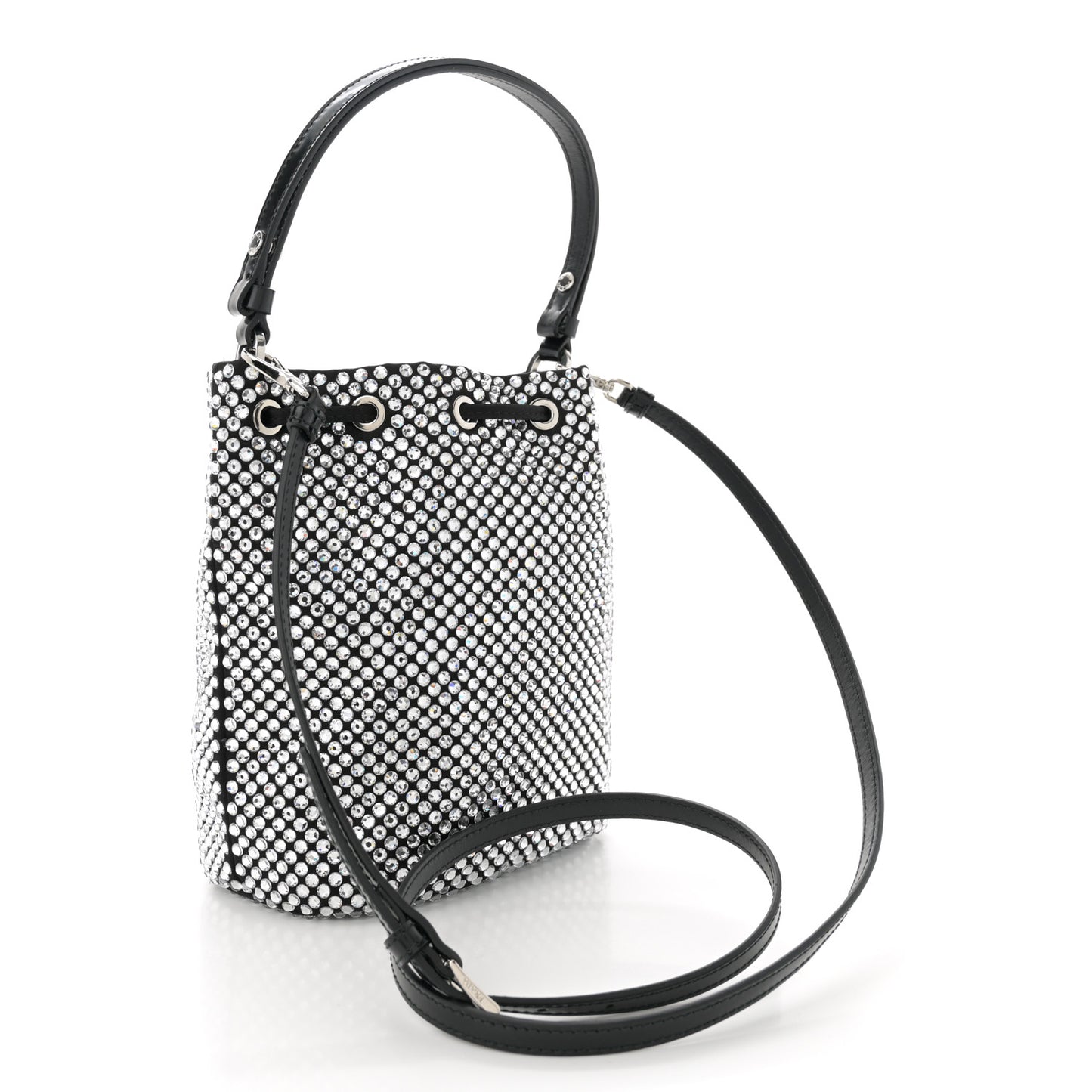 Satin Crystal Metal Triangle Logo Mini Re-Edition 1978 Bucket Bag Crystal