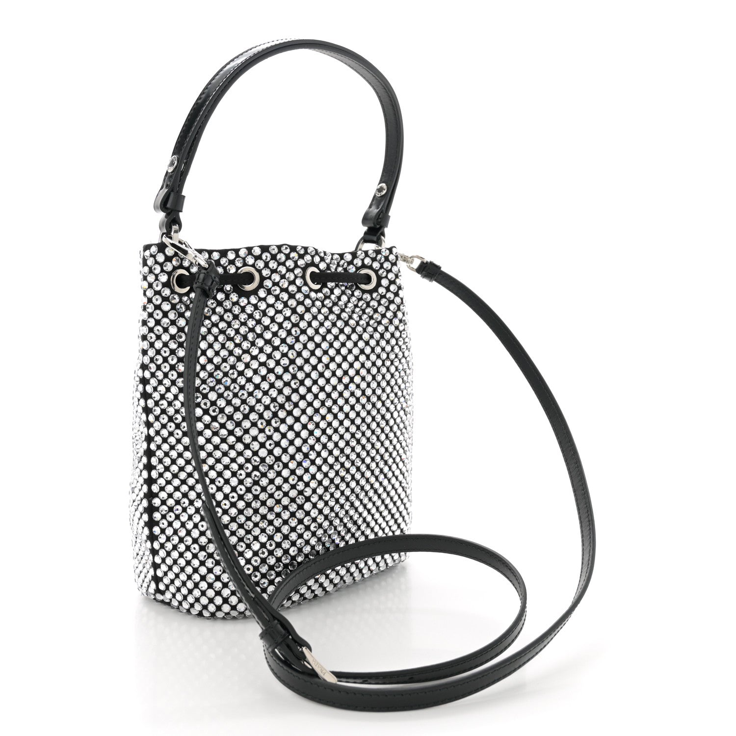 Prada Satin Crystal Metal Triangle Logo Mini Re-Edition 1978 Bucket Bag Crystal 3 of 11