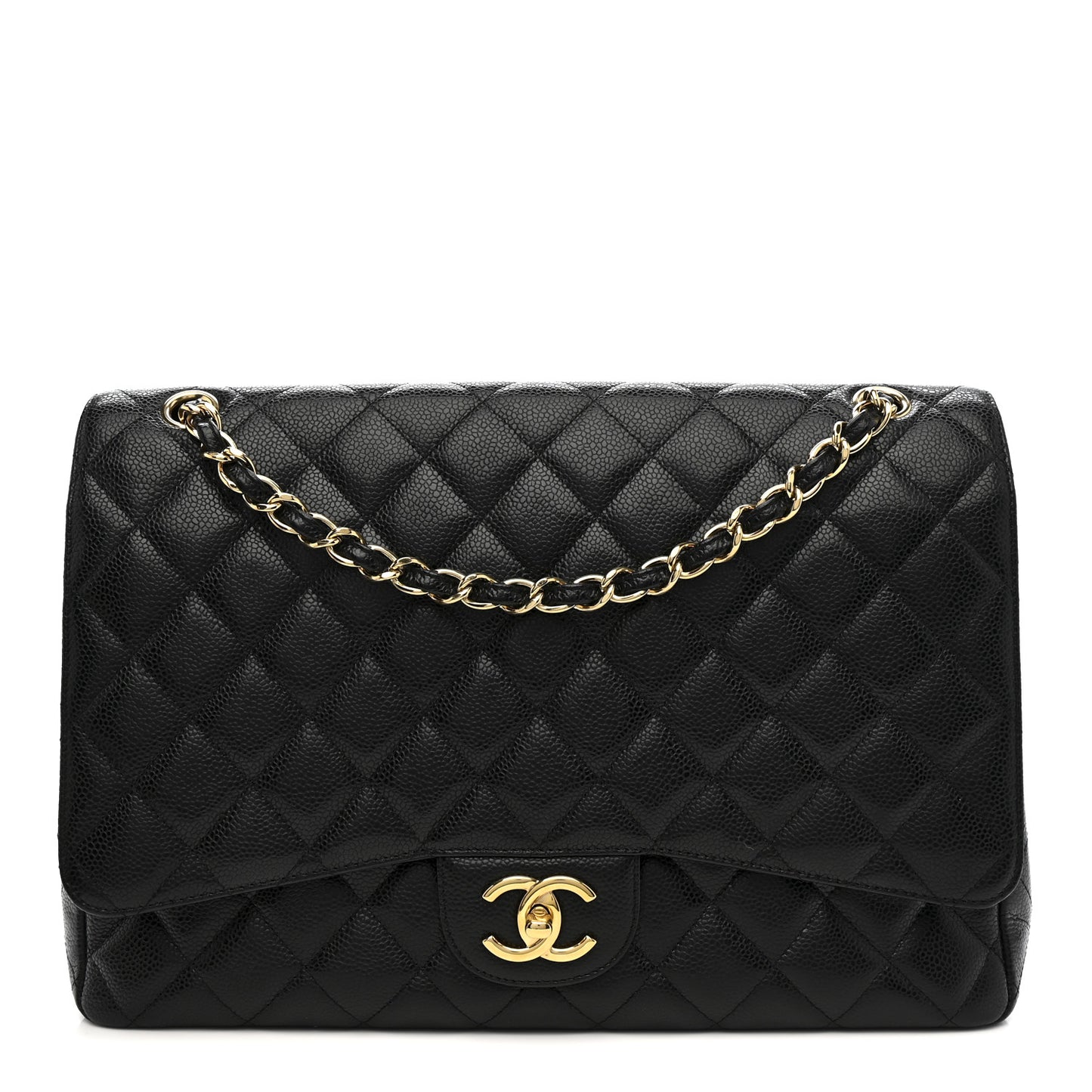 Caviar Quilted Maxi Double Flap Black