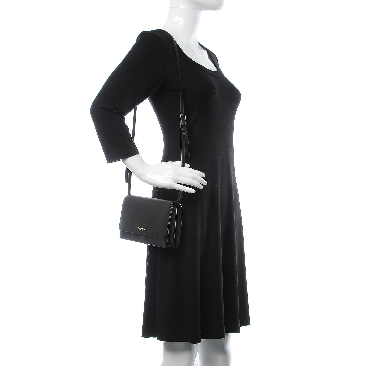 Prada Saffiano Lux Crossbody Bag Black 2 of 7