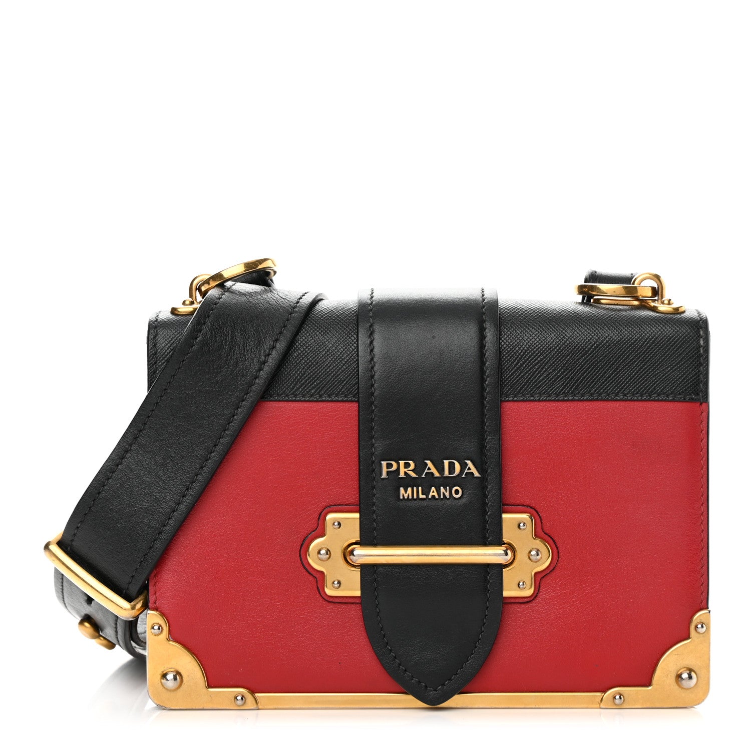 Prada City Calfskin Saffiano Cahier Bag Fuoco Black 1 of 17