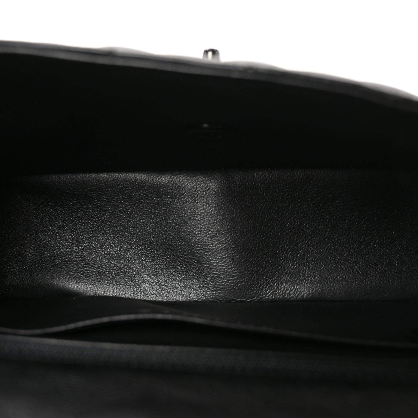 Crumpled Calfskin Quilted Mini Rectangular Flap So Black
