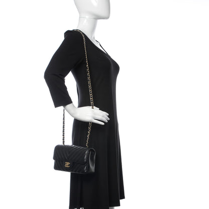 Chanel Lambskin Chevron Quilted Mini Rectangular Flap Black 2 of 11