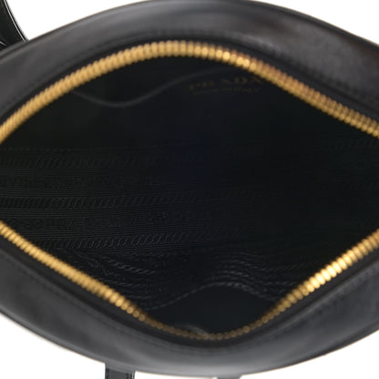 Prada Soft Calfskin Impunture Diagramme Oval Crossbody Bag Black 5 of 9