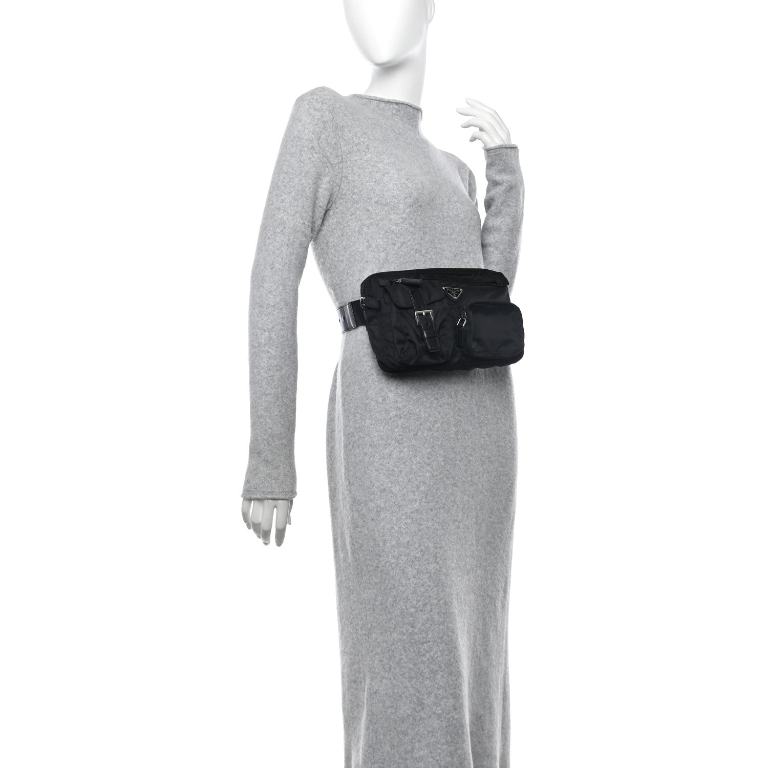 Prada Tessuto Nylon Saffiano Belt Bag Black 2 of 10