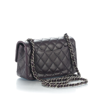 Chanel Washed Caviar Quilted Mini Rectangular Flap Dark Purple 3 of 7