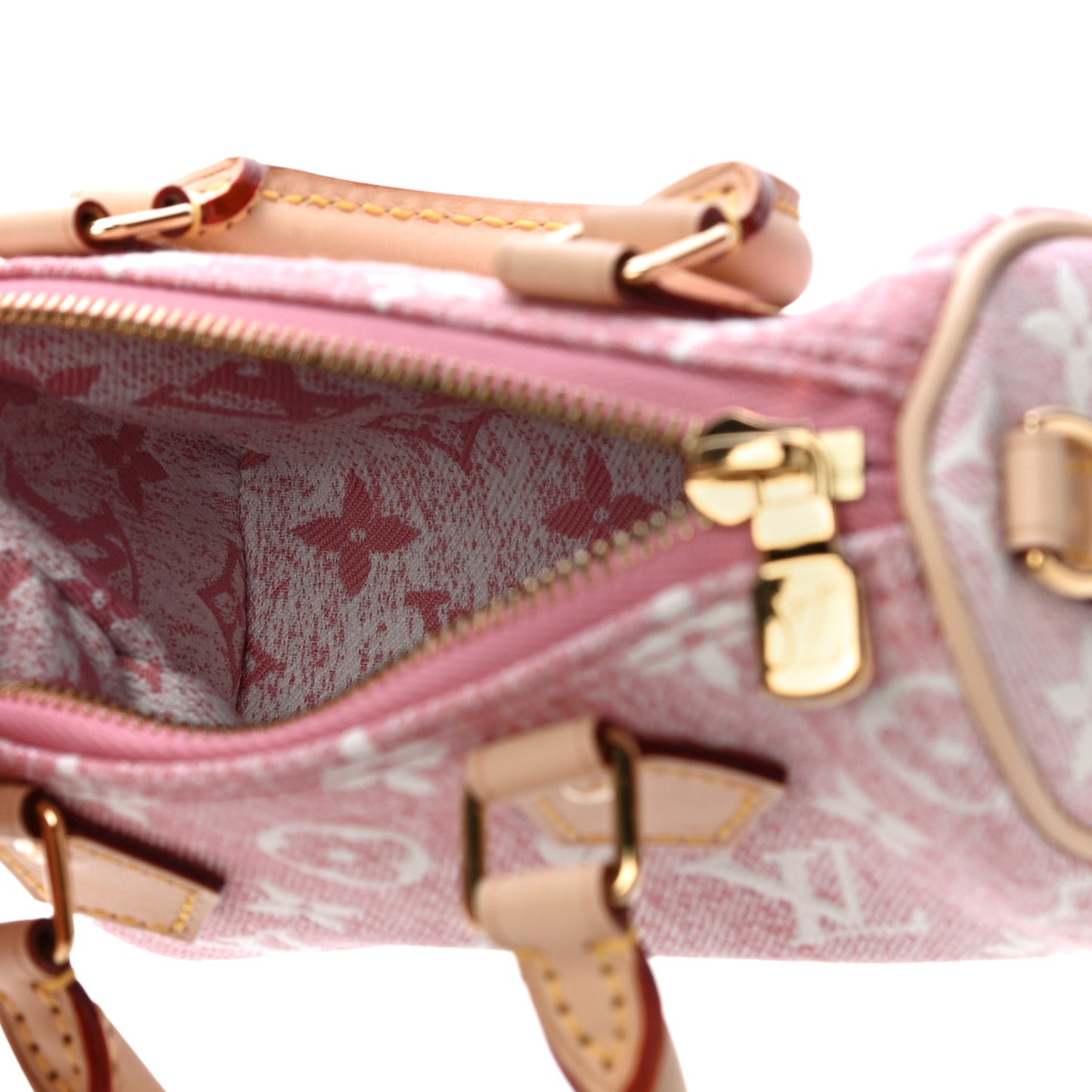 Monogram Jacquard Denim Nano Speedy Bandouliere Pink