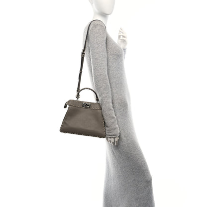Fendi Vitello Granato Camoscio Selleria Macro Stitchings Small Peekaboo I SEE U Satchel Tartufo 2 of 9