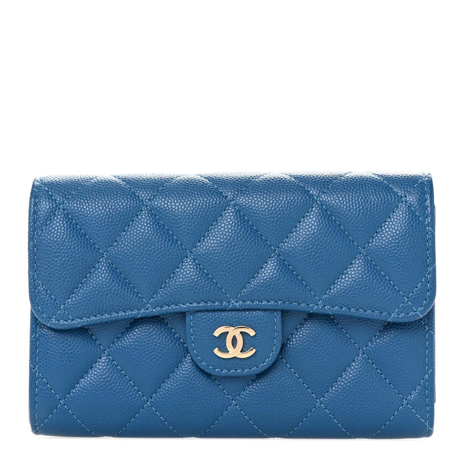 Chanel Caviar Quilted Medium Flap Wallet Dark Blue 1 of 7