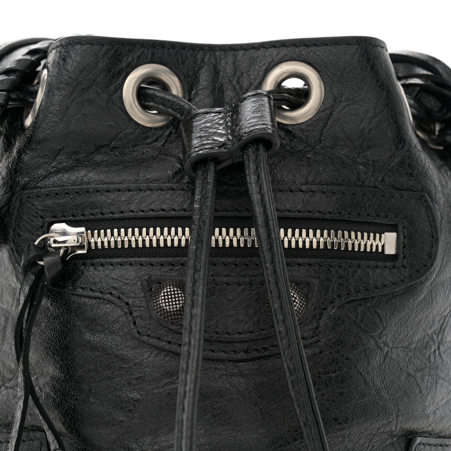 Balenciaga Agneau Arena Le Cagole Bucket Bag XS Black 9 of 11