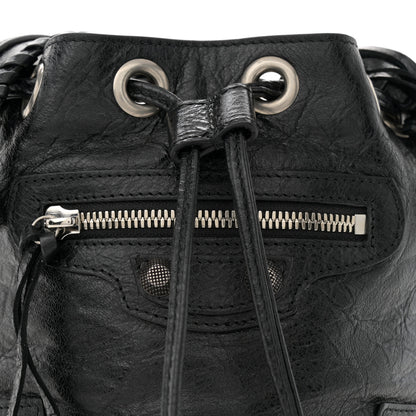 Balenciaga Agneau Arena Le Cagole Bucket Bag XS Black 9 of 11