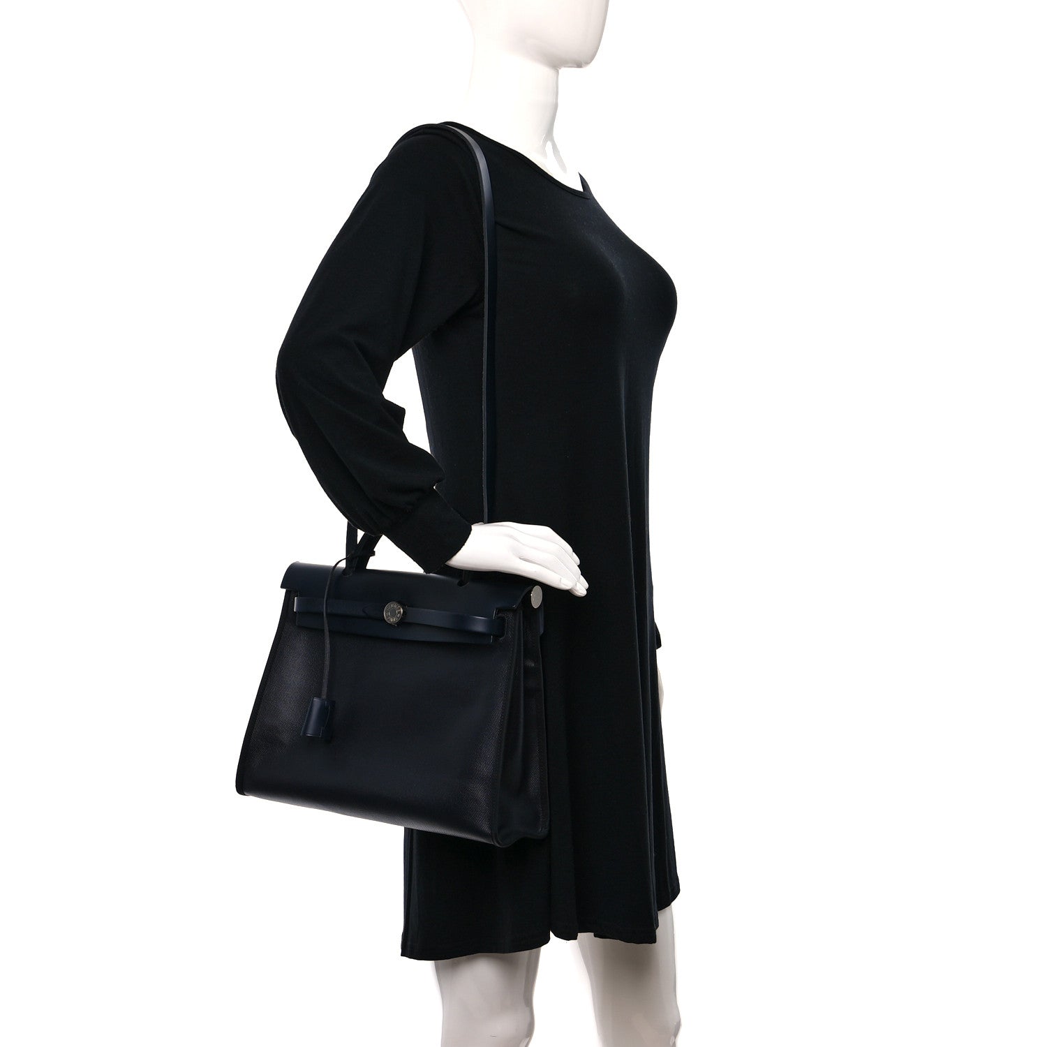 Hermes Toile H Berline Vache Hunter Herbag Zip PM 31 Black Ecru 2 of 9