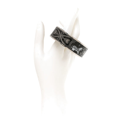Hermes Enamel Printed Wide Grand Apparat Bracelet 65 Black 4 of 10