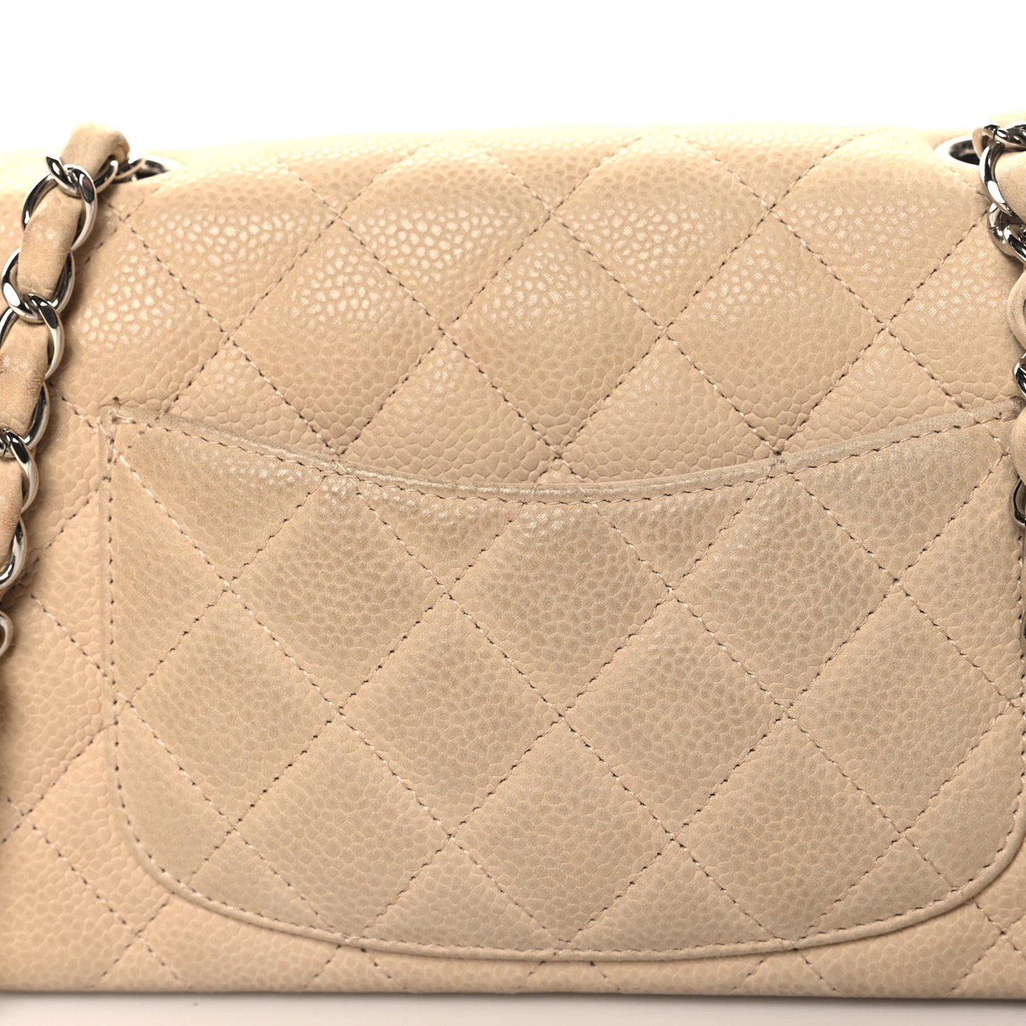 Caviar Quilted Mini Rectangular Flap Light Beige