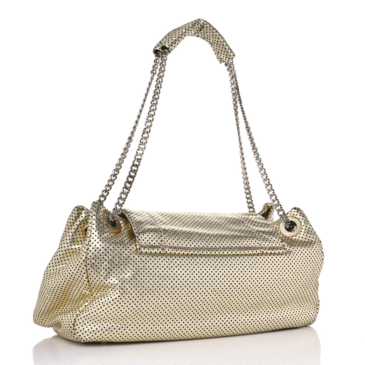 Chanel Metallic Calfskin Perforated Large Drill Accordion Flap Gold 2 of 16