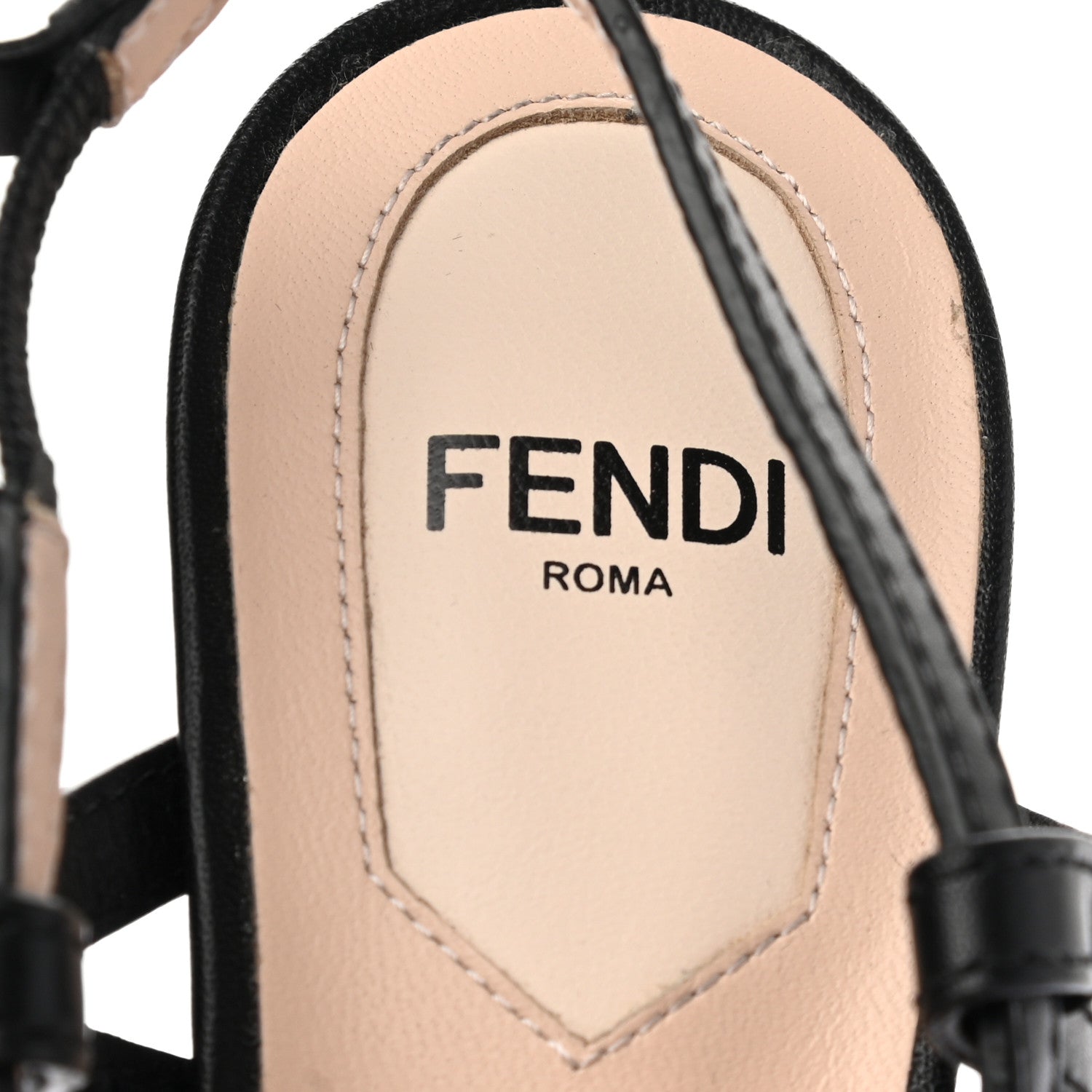 Fendi Vitello FF Embossed Pearland Decollete Aperta Slingback Pumps 35 Black Tobacco Moro 7 of 7