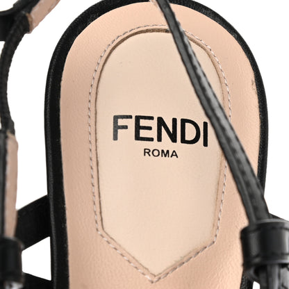 Fendi Vitello FF Embossed Pearland Decollete Aperta Slingback Pumps 35 Black Tobacco Moro 7 of 7