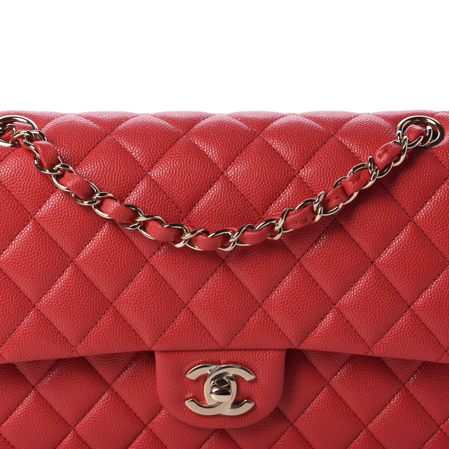 Chanel Caviar Quilted Medium Double Flap Red 10 of 11