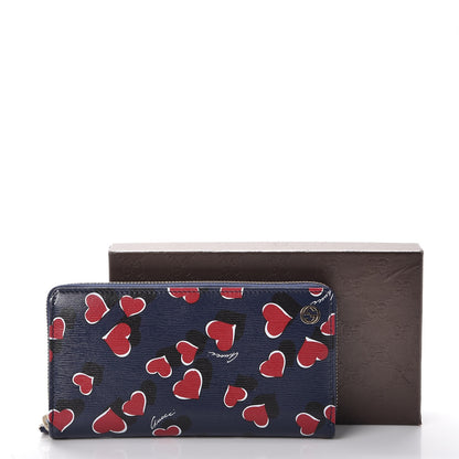 Gucci Calfskin Heartbeat Print Zip Around Wallet Blue 6 of 8