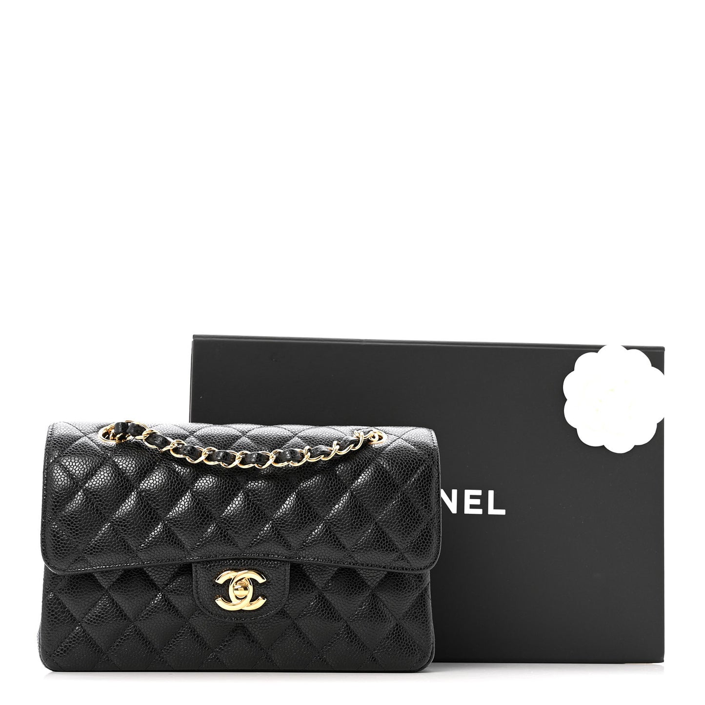 Caviar Quilted Small Double Flap Black