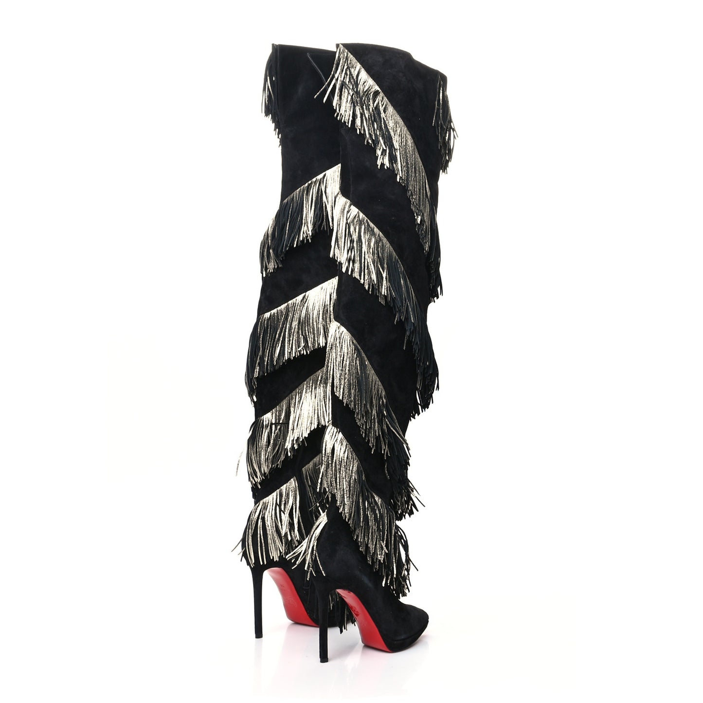Veau Velours Lame Tweed Bolcheva 120 Thigh High Boots 38 Black Platine