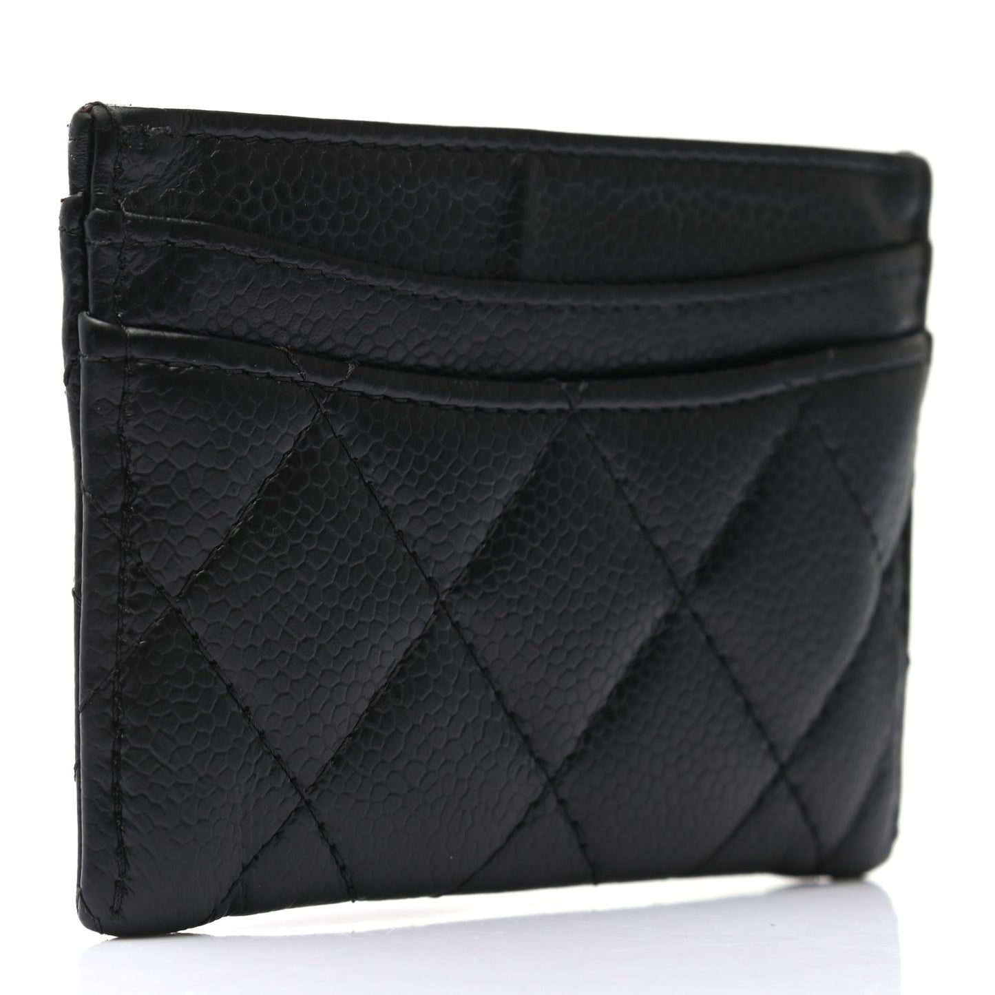 Caviar Quilted Card Holder Black