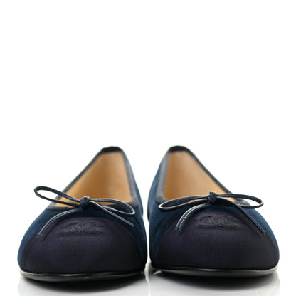 Chanel Velvet Cap Toe Ballerina Flats 39 Navy 3 of 7