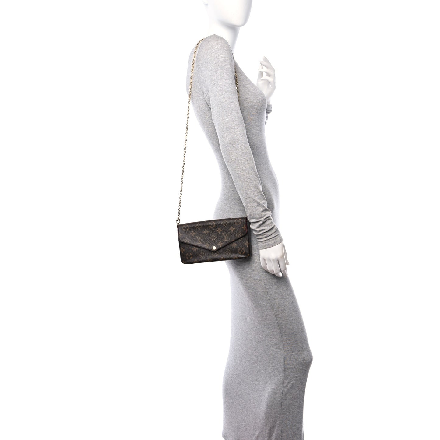 Monogram Pochette Felicie Chain Wallet Fuchsia