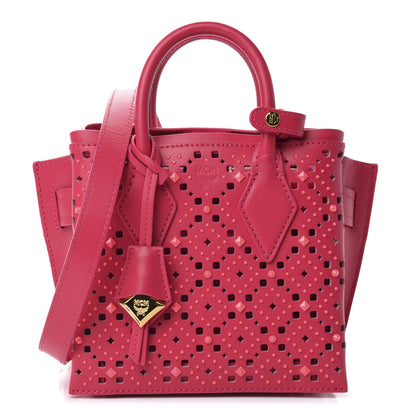 MCM Perforated Calfskin Studded Mini Milla Tote Sugar Pink 1 of 8