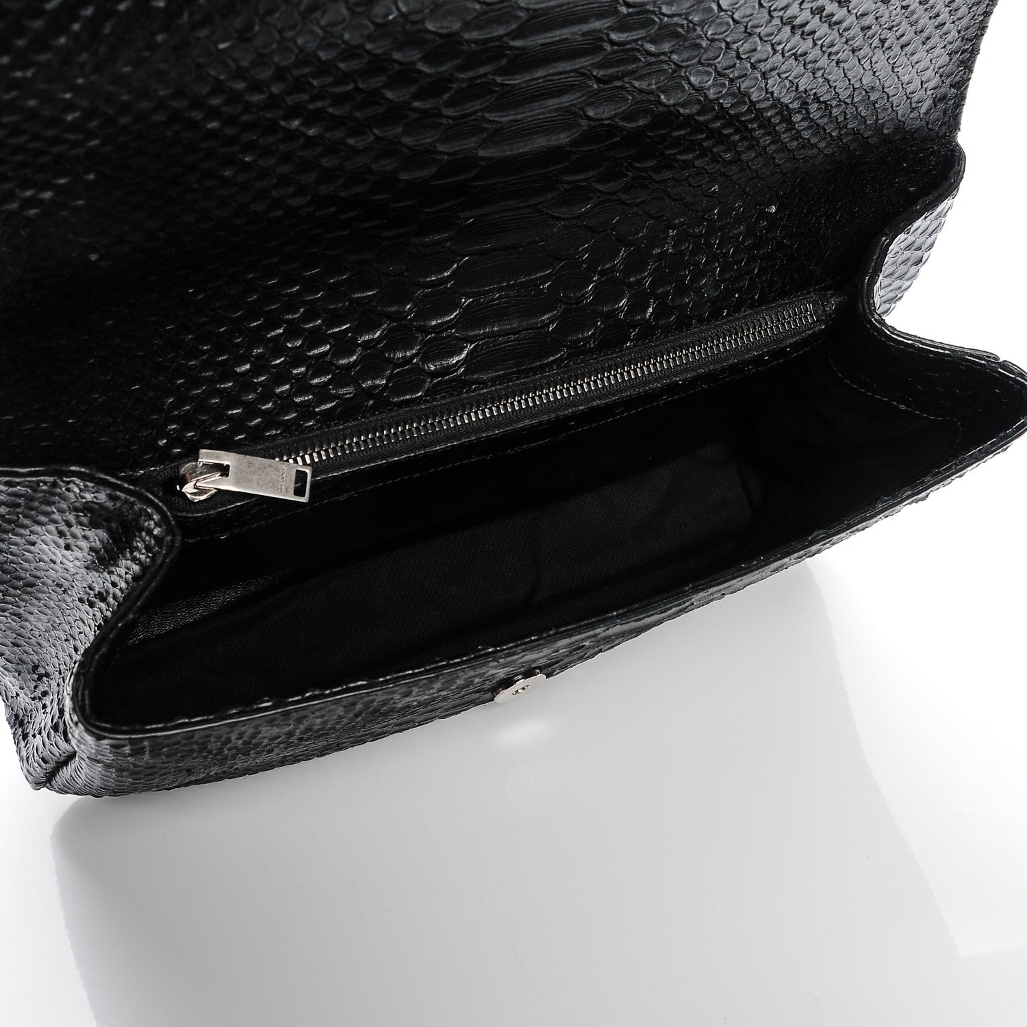 Saint Laurent Snake Calfskin Embossed Monogram Large College Satchel Black 5 of 6
