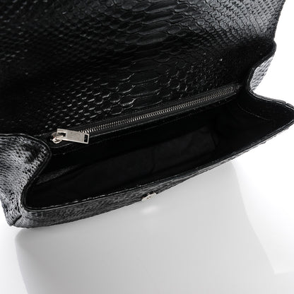 Saint Laurent Snake Calfskin Embossed Monogram Large College Satchel Black 5 of 6