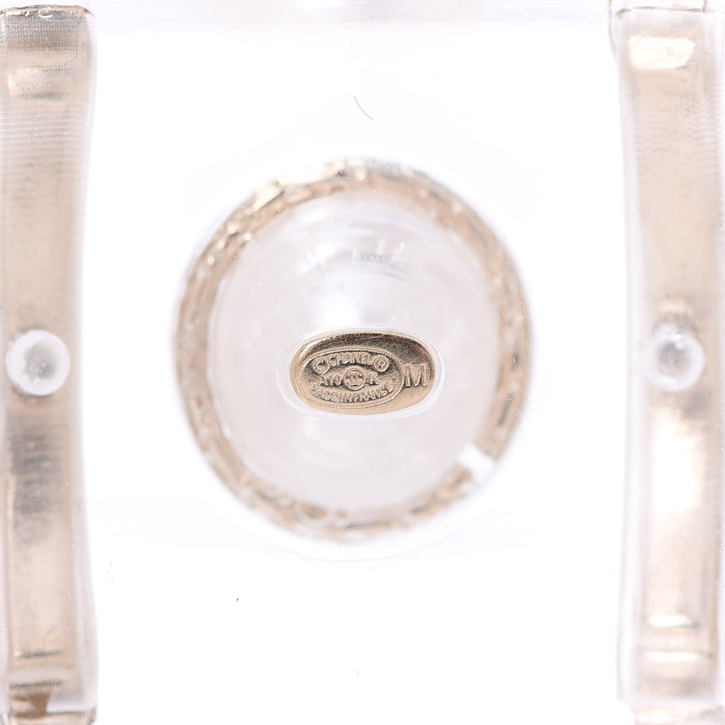 Lucite Mother of Pearl Crystal CC Cuff Gold Transparent