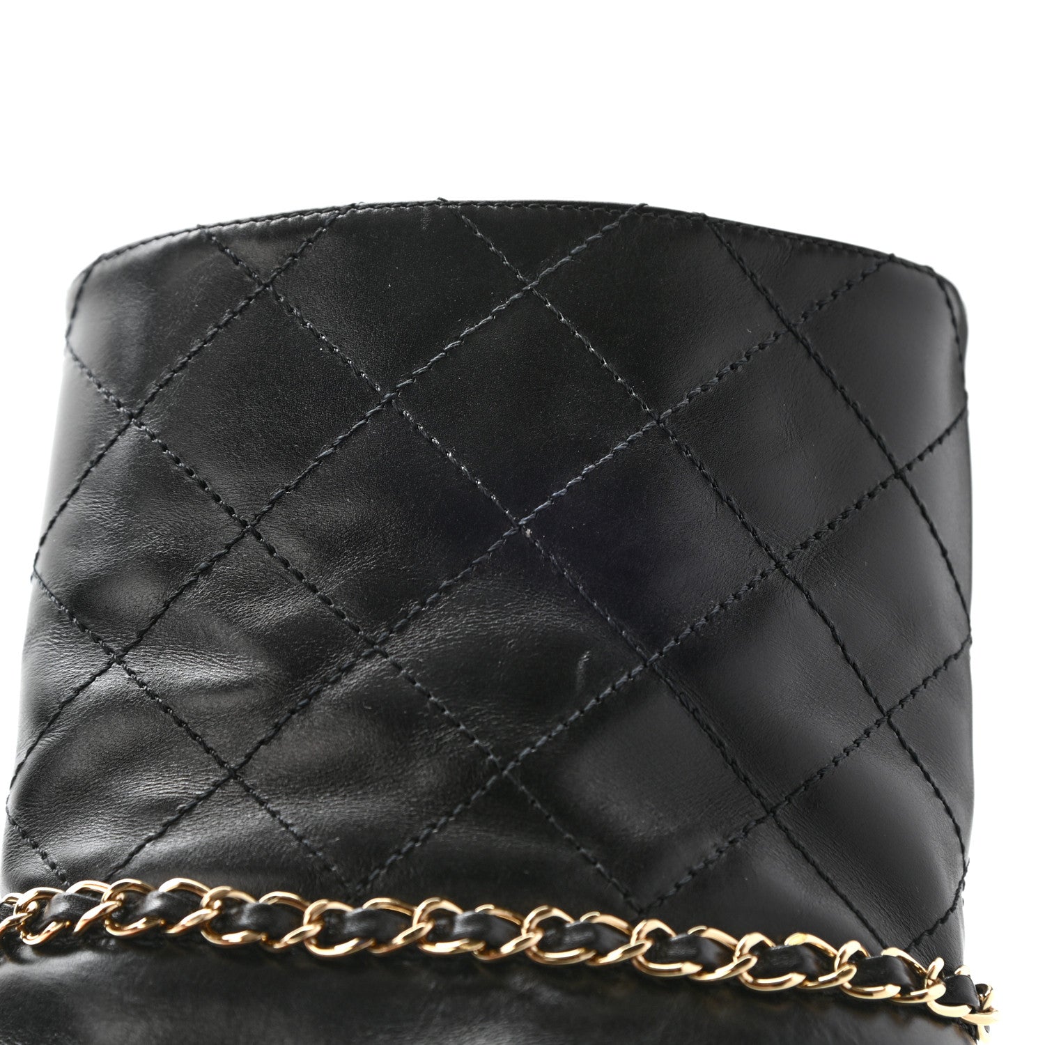 Chanel Crumpled Calfskin Chain CC Cap Toe Short Boots 38.5 Black 11 of 15