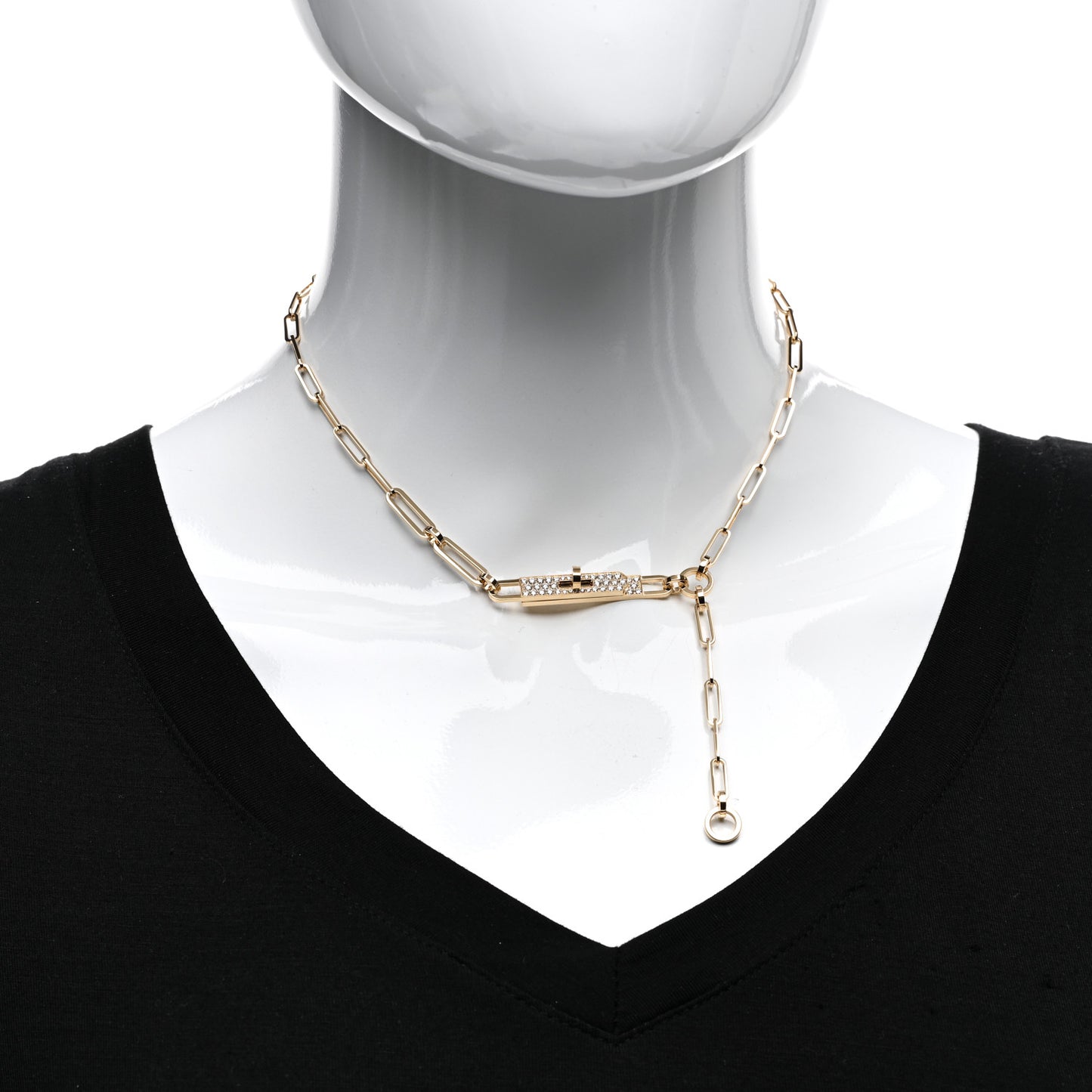 18K Yellow Gold Diamond Pave PM Kelly Chaine Lariat Necklace SH