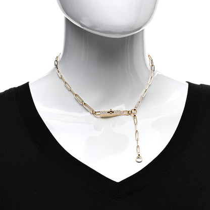 Hermes 18K Yellow Gold Diamond Pave PM Kelly Chaine Lariat Necklace SH 2 of 5