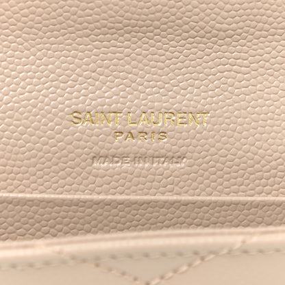 Saint Laurent Grain De Poudre Matelasse Chevron Small Monogram Envelope Wallet Dusty Grey 8 of 10