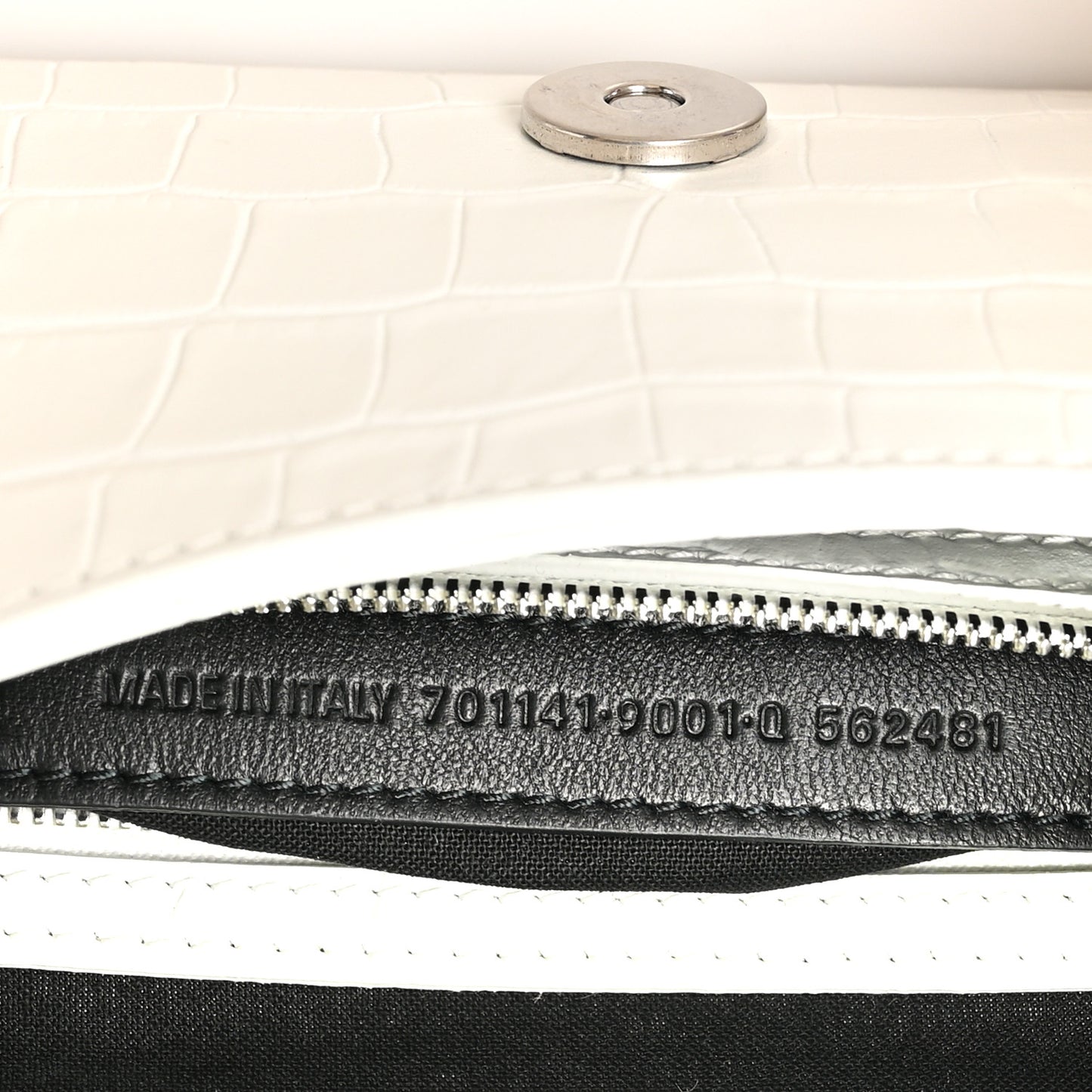 Calfskin Crocodile Embossed Small Lindsay Shoulder Bag Optic White