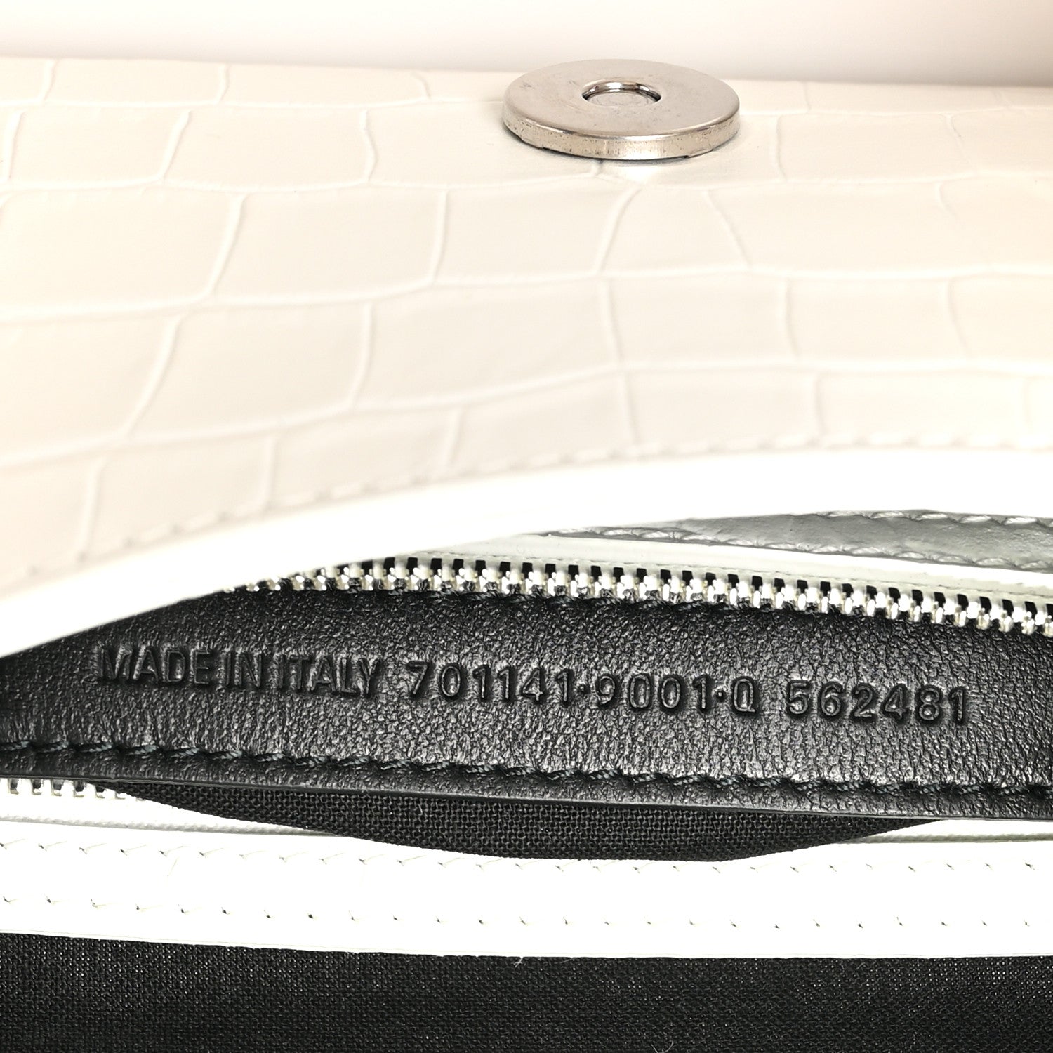 Balenciaga Calfskin Crocodile Embossed Small Lindsay Shoulder Bag Optic White 7 of 10