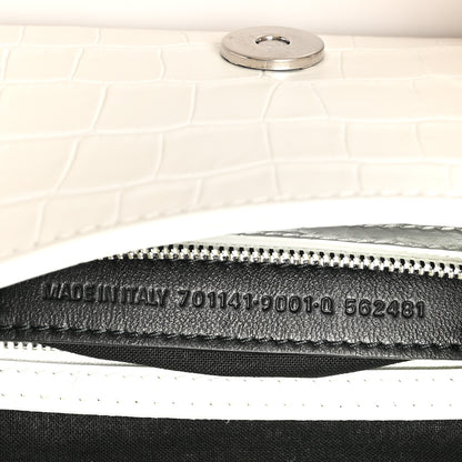 Balenciaga Calfskin Crocodile Embossed Small Lindsay Shoulder Bag Optic White 7 of 10