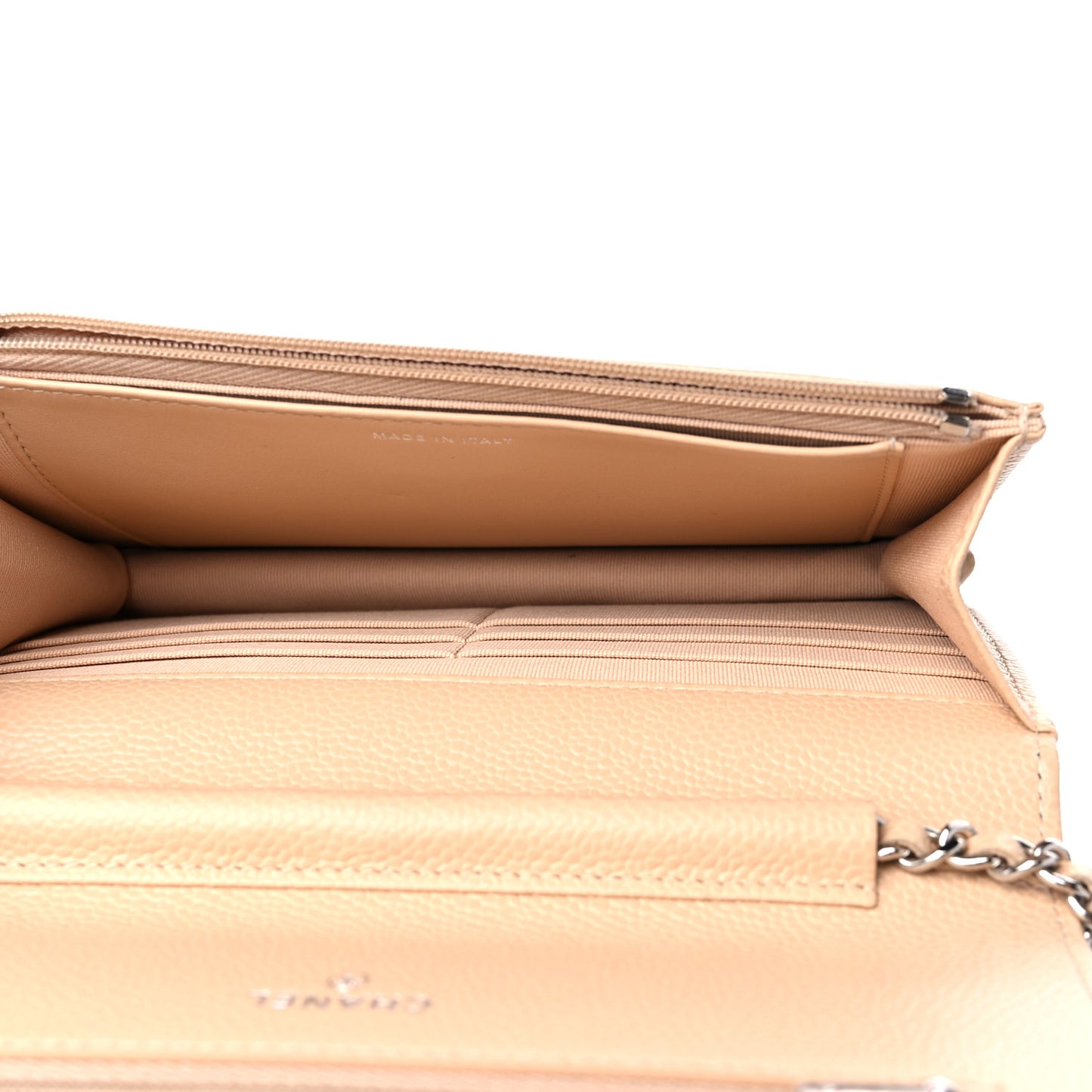 Caviar Quilted Wallet On Chain WOC Beige Clair