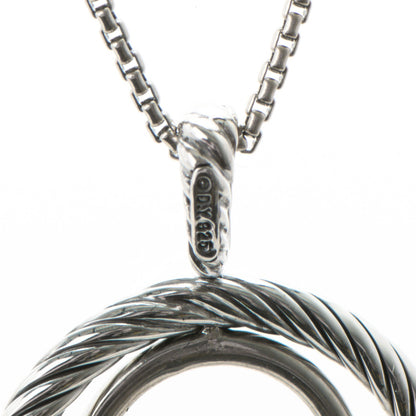 David Yurman Sterling Silver Pave Diamond Mobile Circle Pendant Necklace 5 of 6