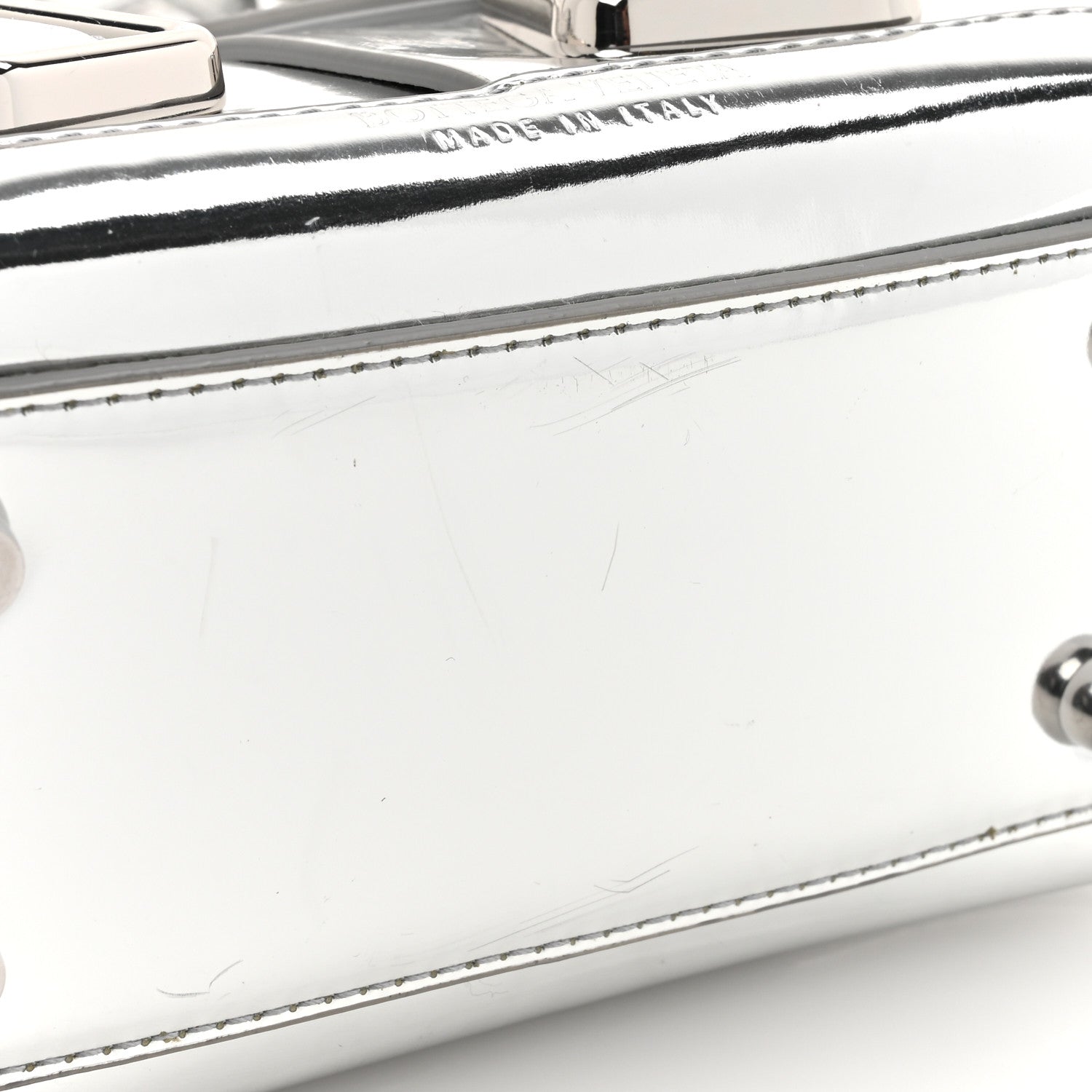 Bottega Veneta Mirror Laminated Nappa Maxi Intrecciato Mini Arco  Silver 10 of 12