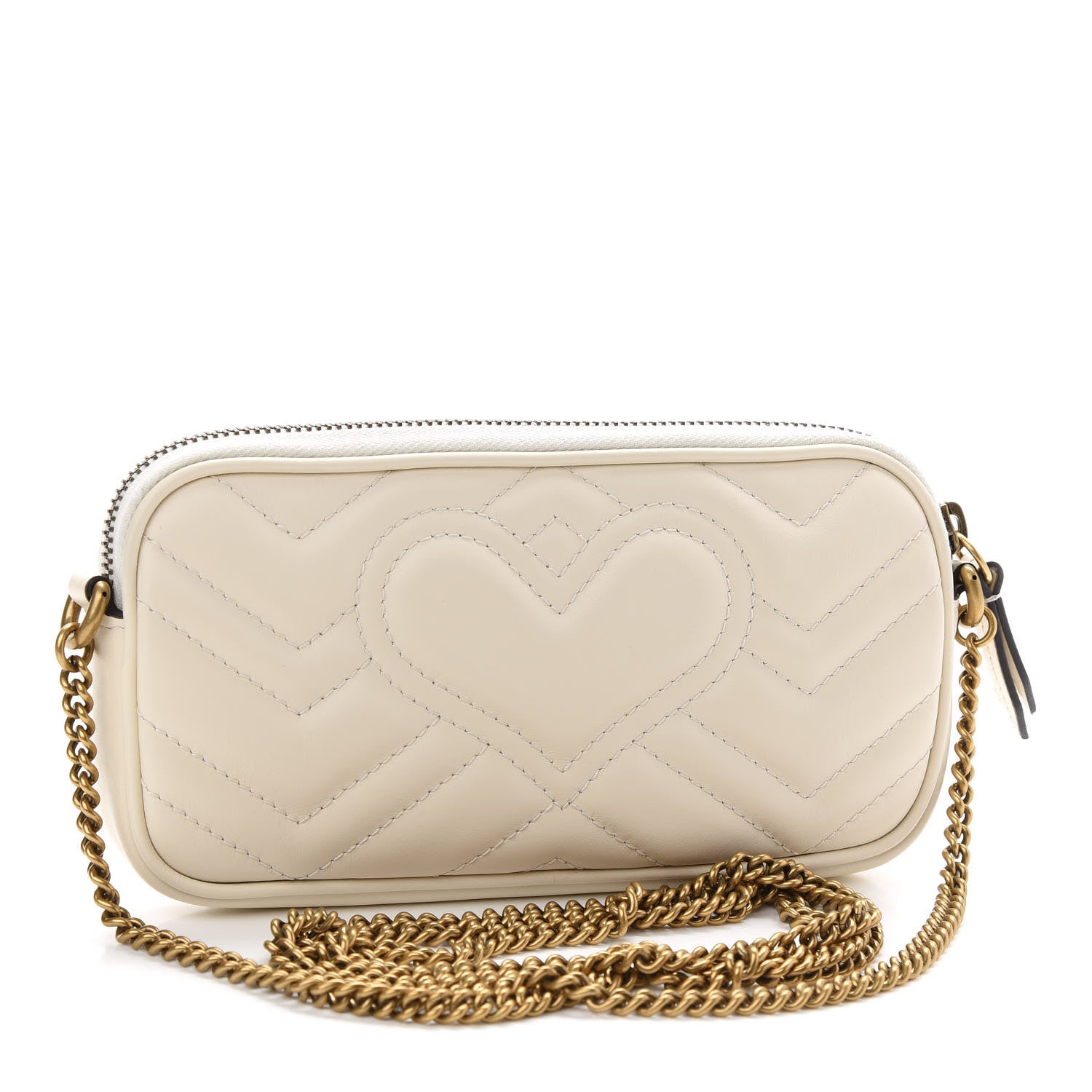 Gucci Calfskin Matelasse Mini GG Marmont Chain Crossbody Bag White 3 of 9